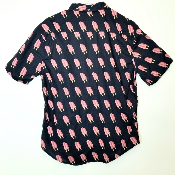 Public Art Black Pink Popsicle Shortsleeve Fun Summer Beach Casual Shirt , L - Picture 2 of 12